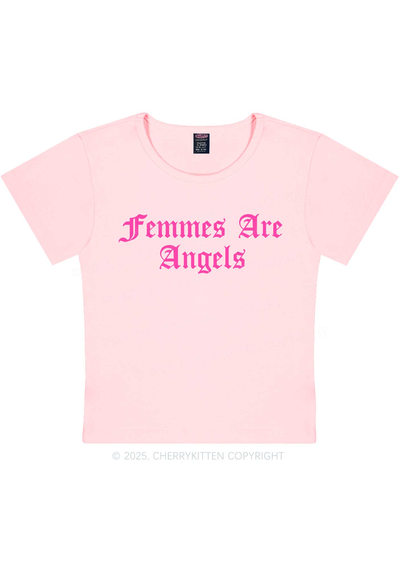Femmes Are Angels Y2K Baby Tee Cherrykitten