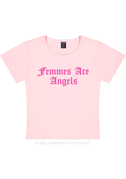 Femmes Are Angels Y2K Baby Tee Cherrykitten