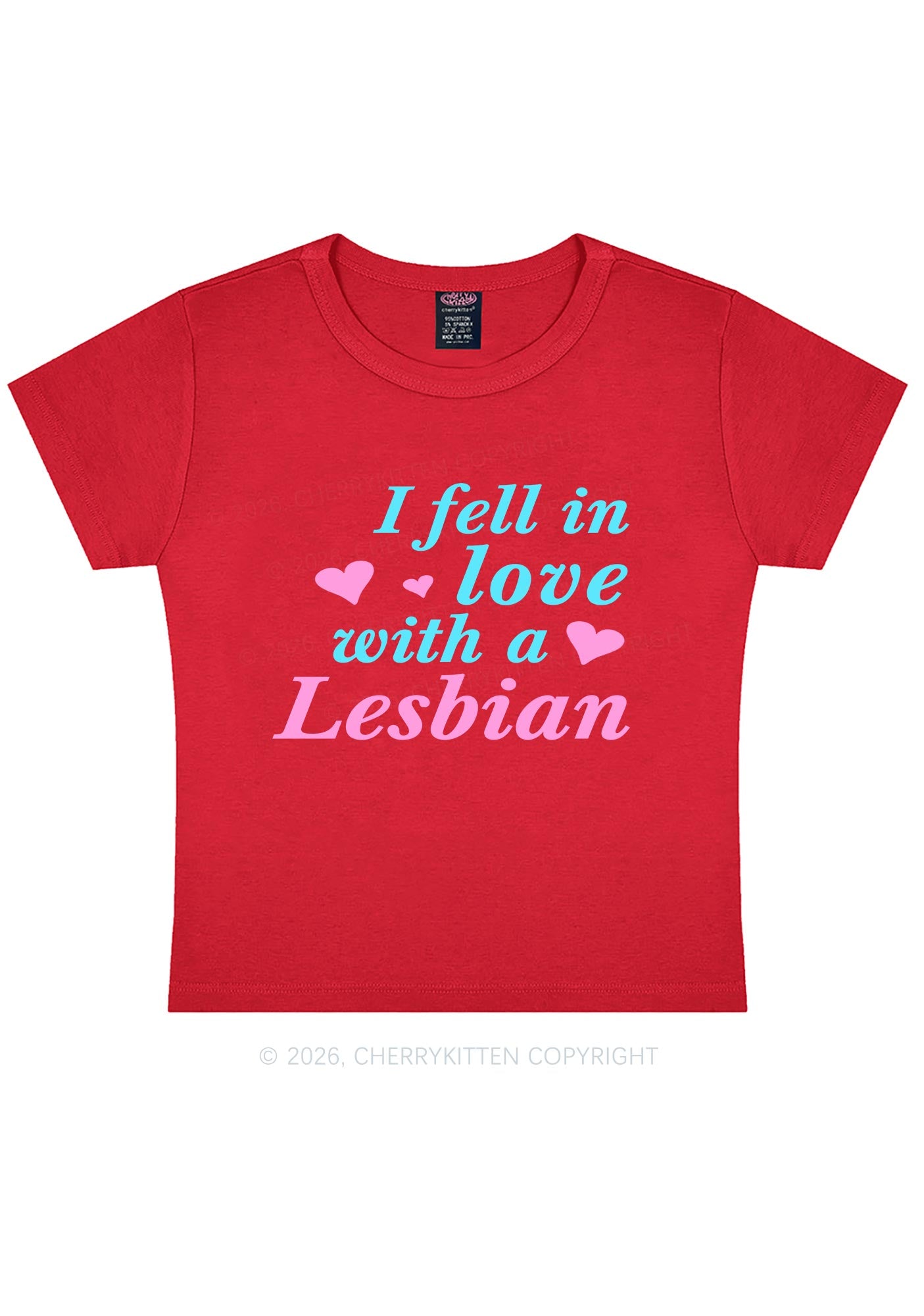I Fell In Love With Lesbian Pride Y2K Baby Tee Cherrykitten