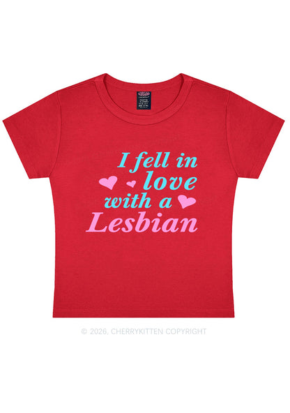 I Fell In Love With Lesbian Pride Y2K Baby Tee Cherrykitten