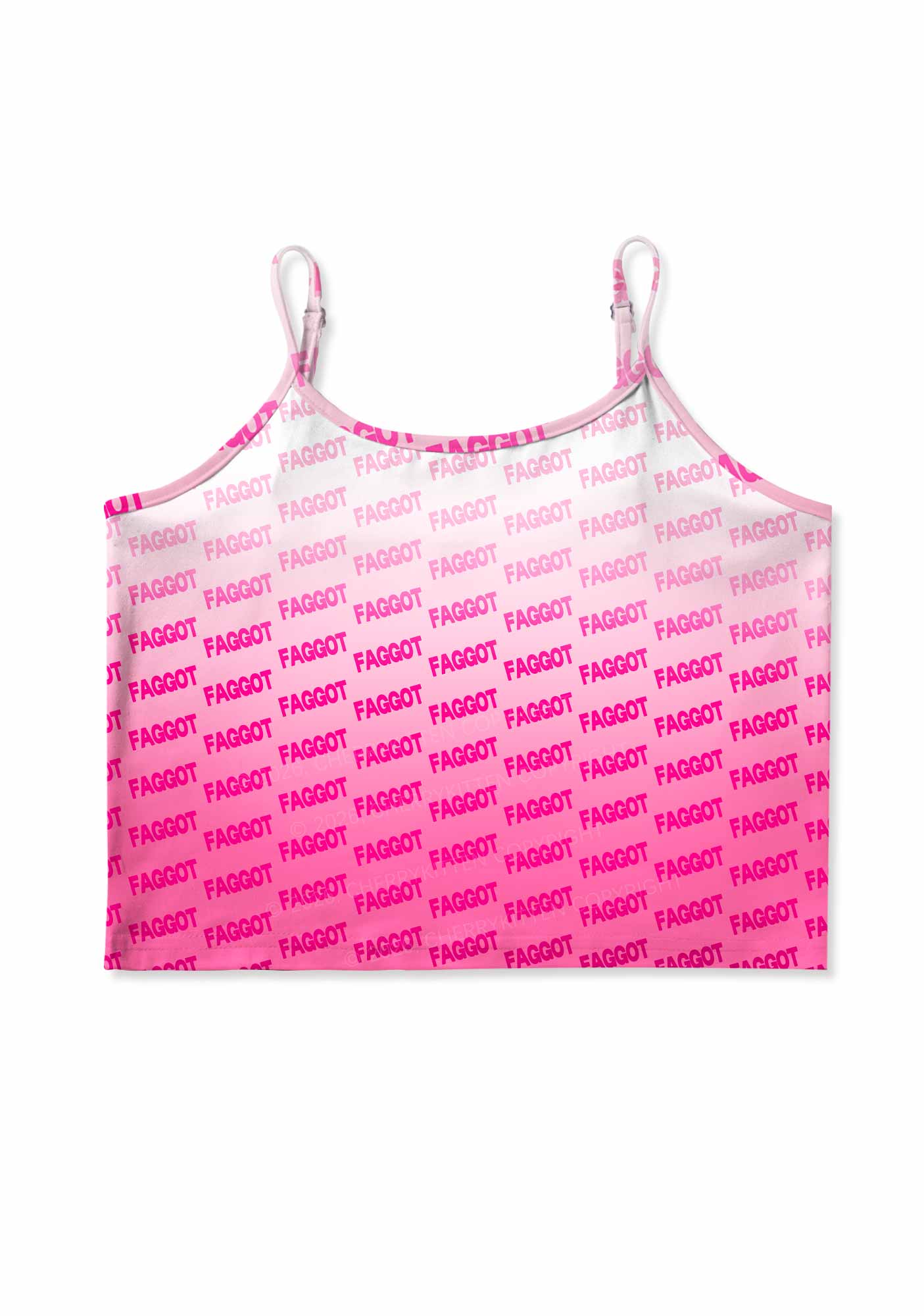 Faded Pink Faggot Pride Y2K Print Cami Crop Top Cherrykitten