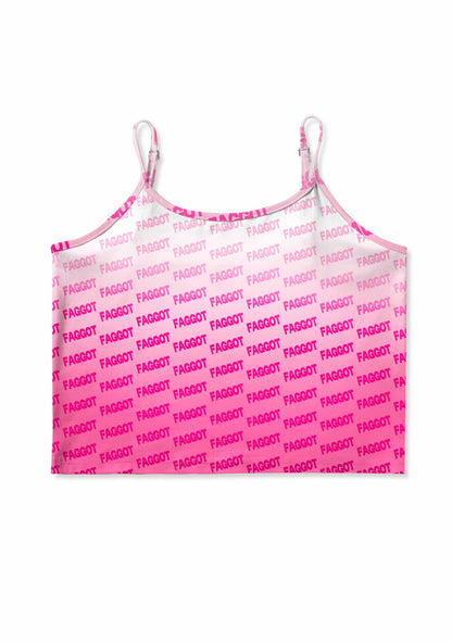 Faded Pink Faggot Pride Y2K Print Cami Crop Top Cherrykitten