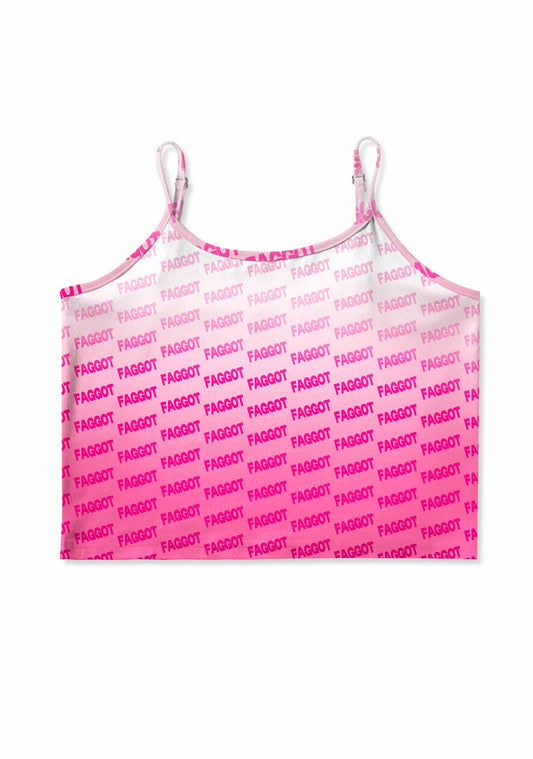 Faded Pink Faggot Pride Y2K Print Cami Crop Top Cherrykitten