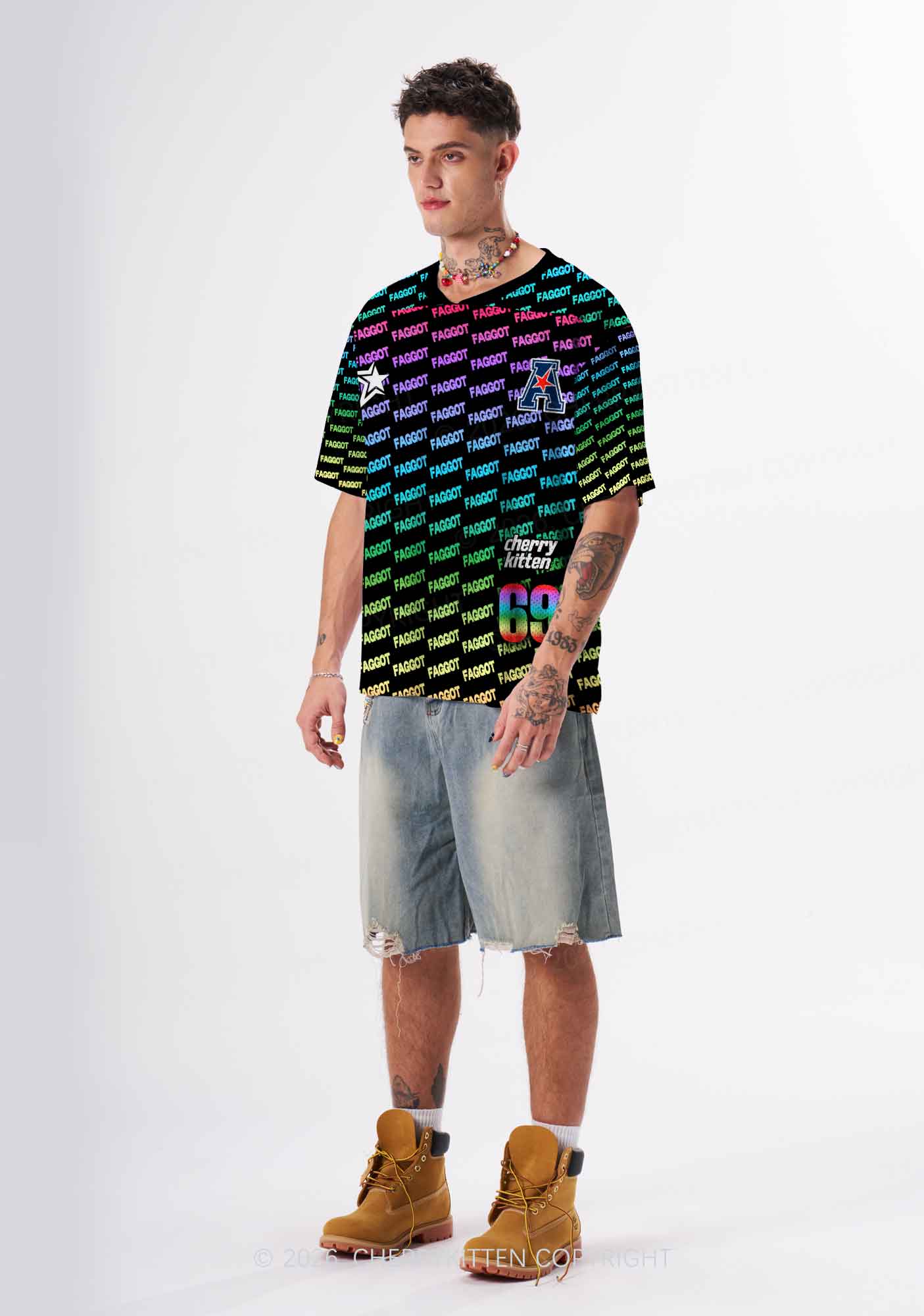 Rainbow Gradient Faggot Pride Y2K Sport Jersey Shirts Cherrykitten