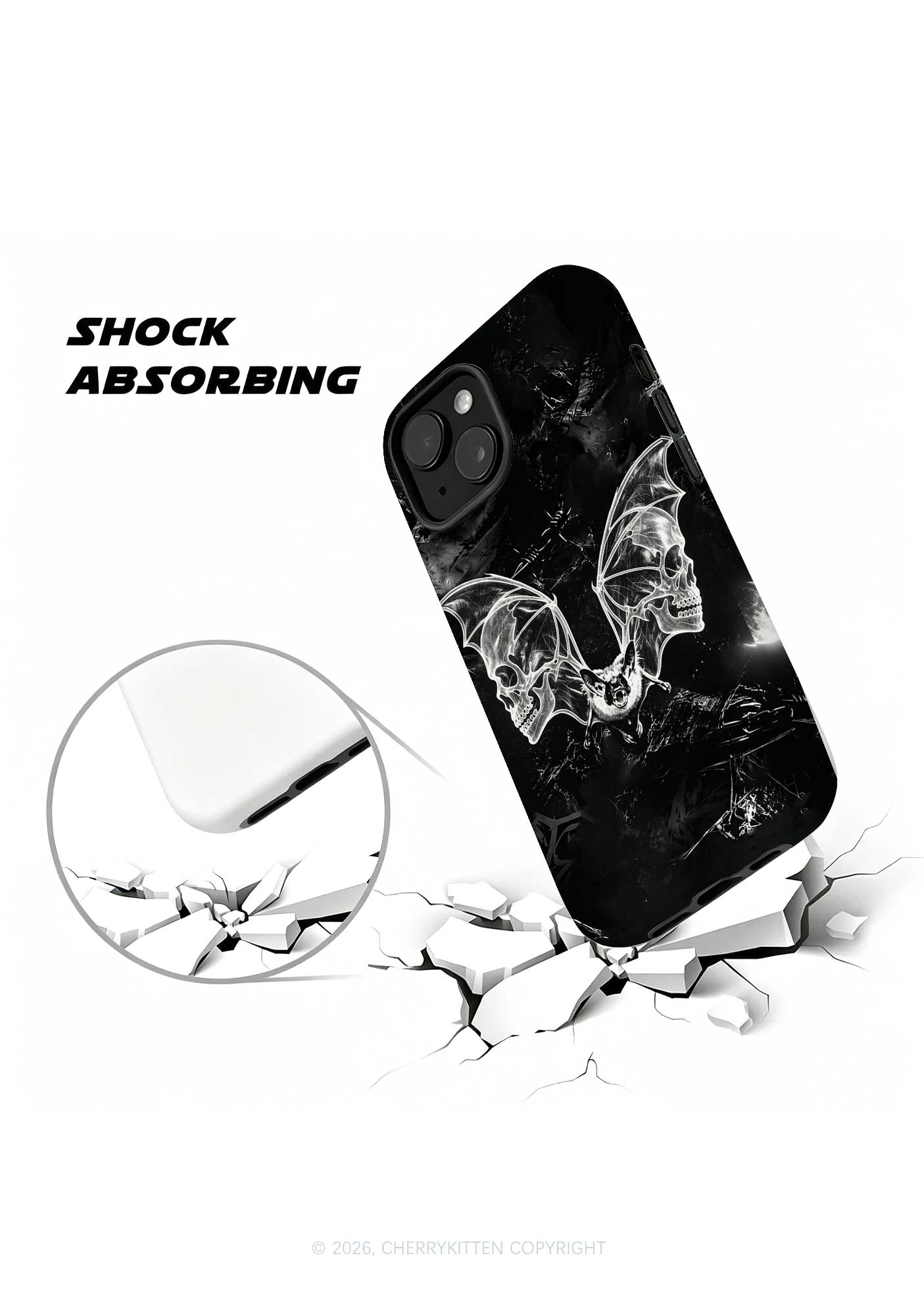 Halloween Bat Skeleton Wings Y2K Phone Case Cherrykitten