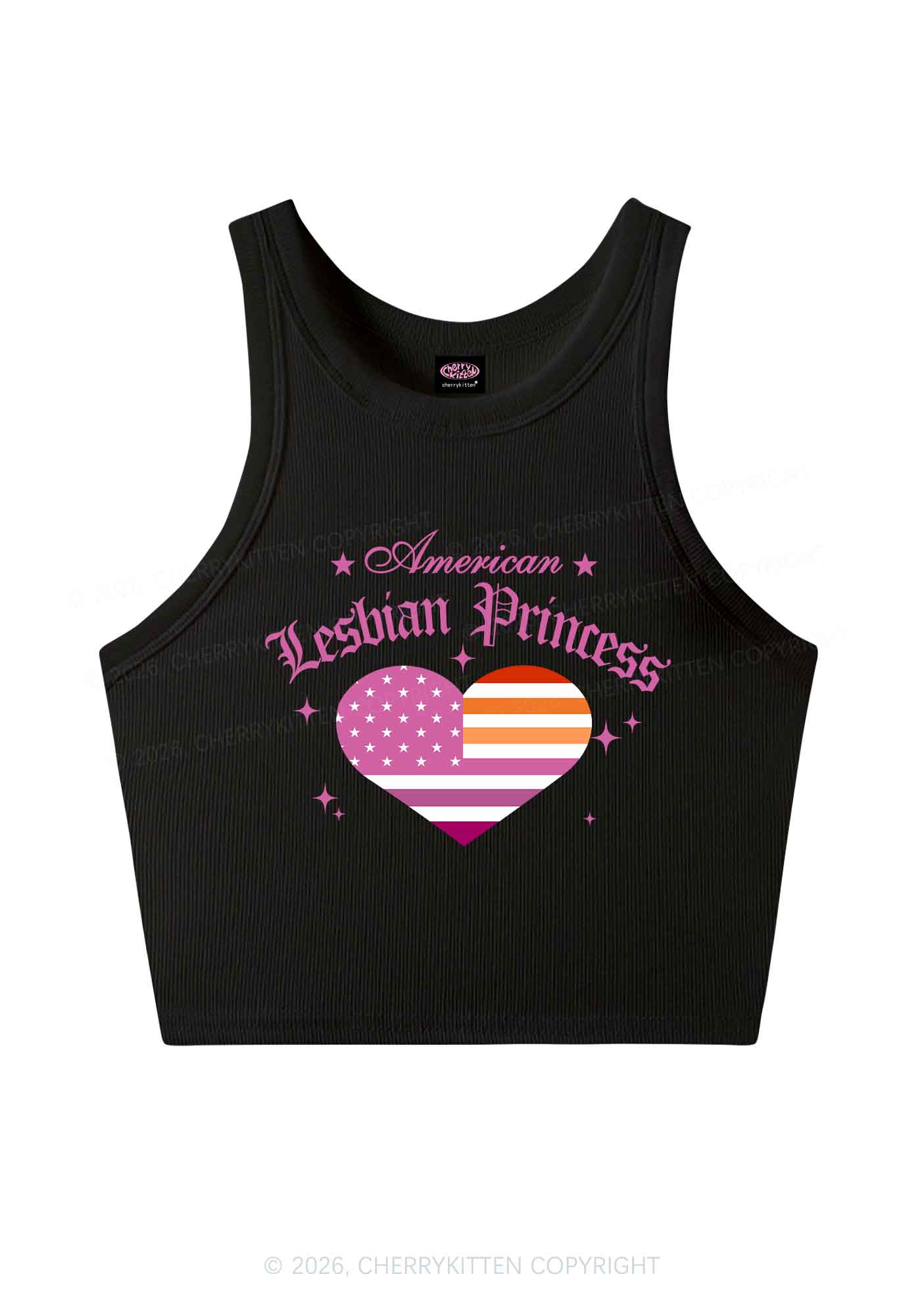 American Lesbian Princess Flag Pride Y2K Crop Tank Top Cherrykitten