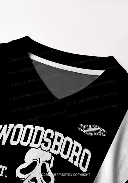 Halloween Custom Black Horror Club Y2K Crop Football Jersey Shirts Cherrykitten