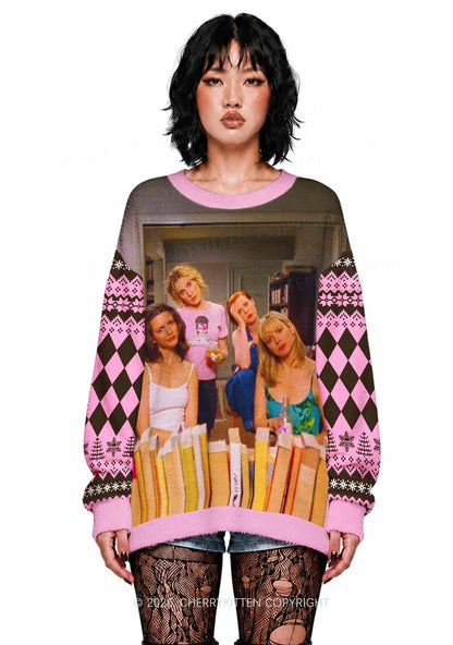 Girl Puzzled Y2K Knit Sweatshirt Cherrykitten