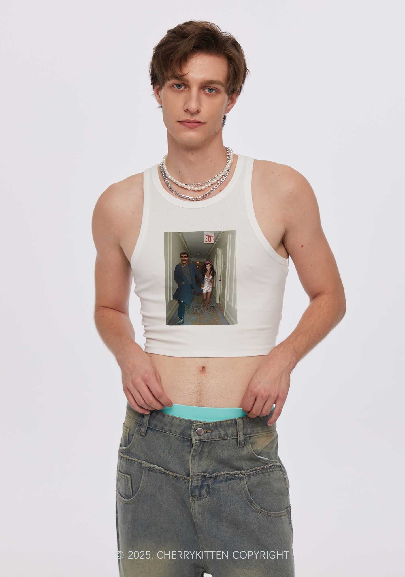 Custom Famous Hallway Photo Y2K Crop Tank Top Cherrykitten
