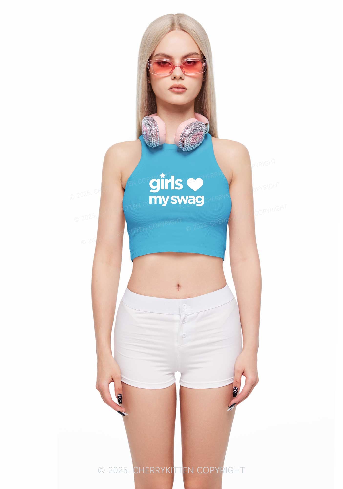 Girls Love My Swag Pride Y2K Crop Tank Top Cherrykitten