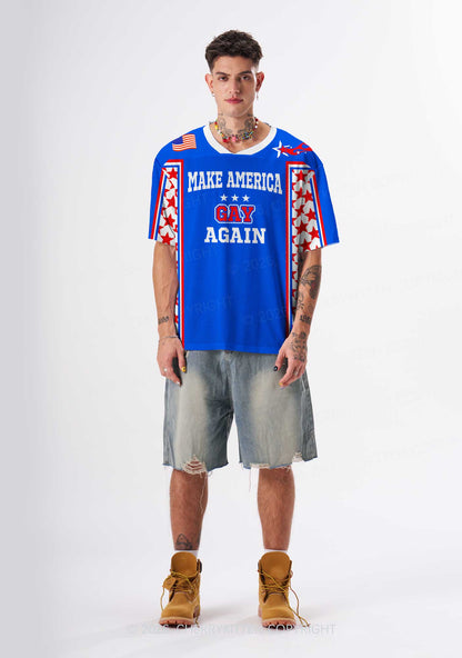 Blue Make America Gay Again Pride Y2K Sport Jersey Shirts Cherrykitten
