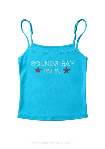 Rhinestone Sounds Gay Pride Y2K Spaghetti Strap Cami Cherrykitten