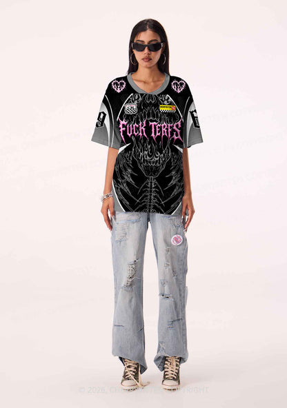 Fxxk Terfs Gothic Skull Pride Y2K Sport Jersey Shirts Cherrykitten