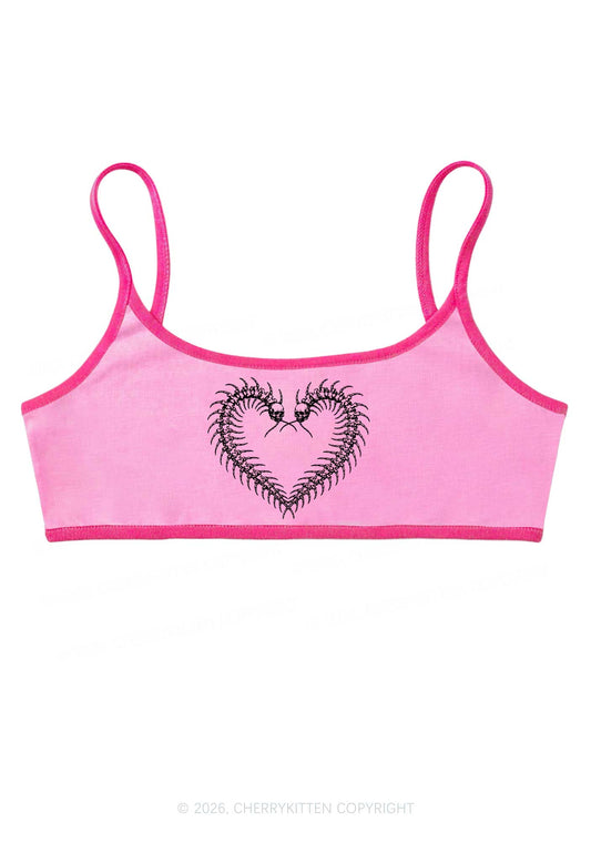 Halloween Centipede Heart Shape Y2K Super Crop Cami Cherrykitten