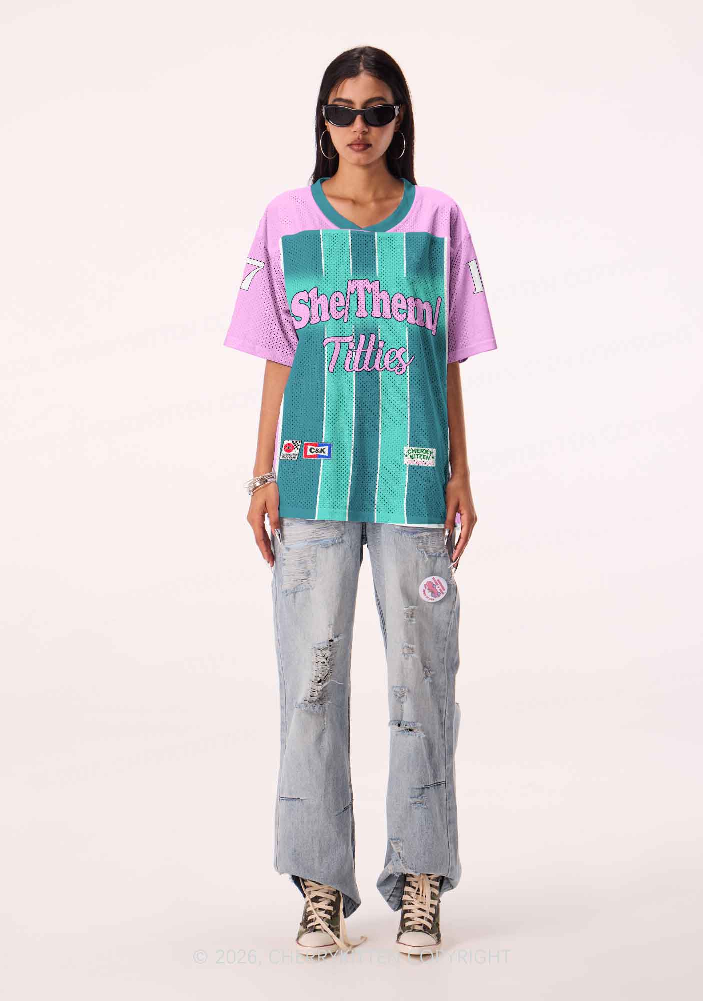 Green Stripes She Them Txtties Pride Y2K Sport Jersey Shirts Cherrykitten