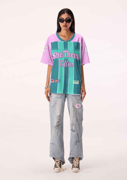 Green Stripes She Them Txtties Pride Y2K Sport Jersey Shirts Cherrykitten