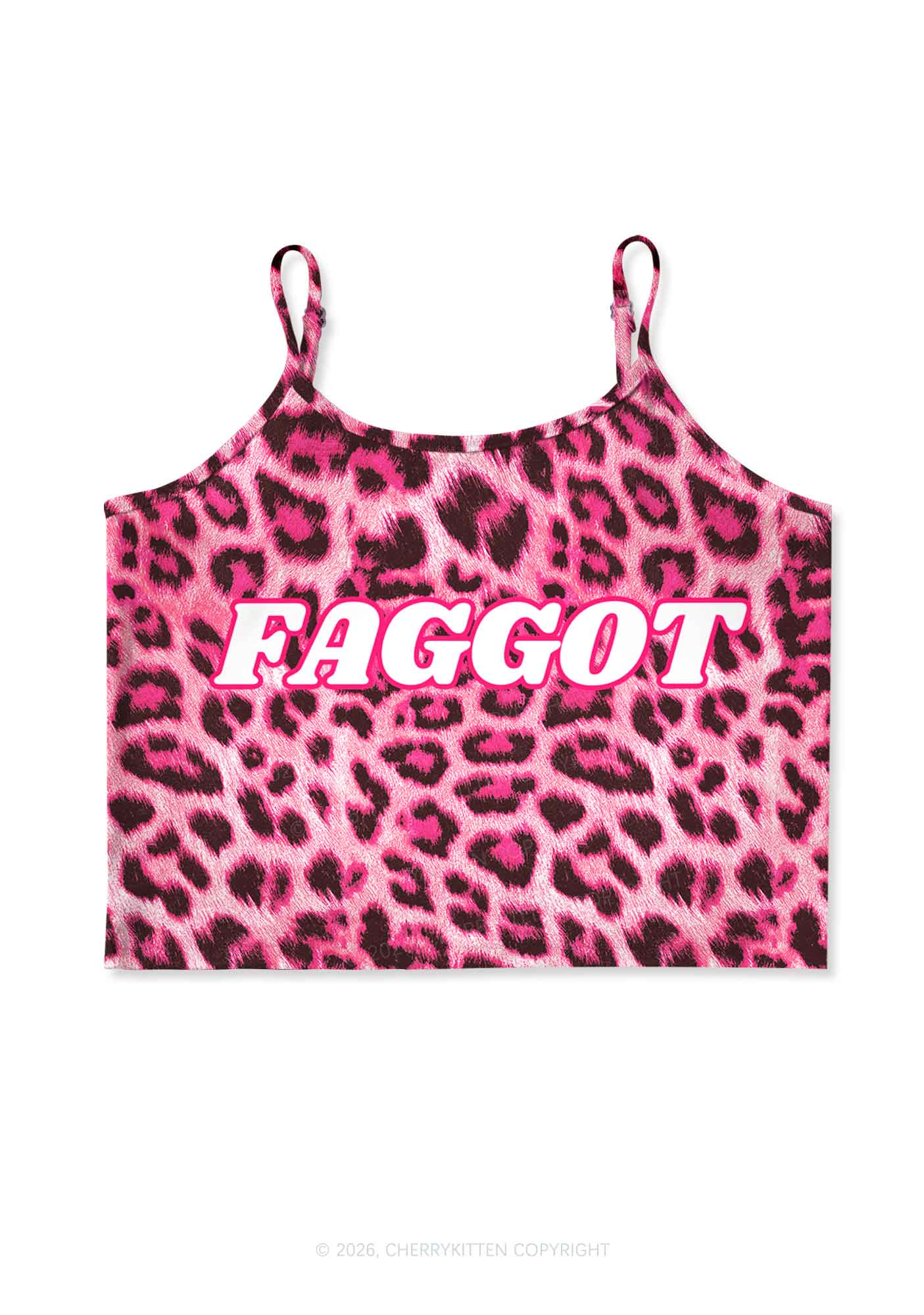 Pink Leopard Faggot Pride Y2K Print Cami Crop Top Cherrykitten