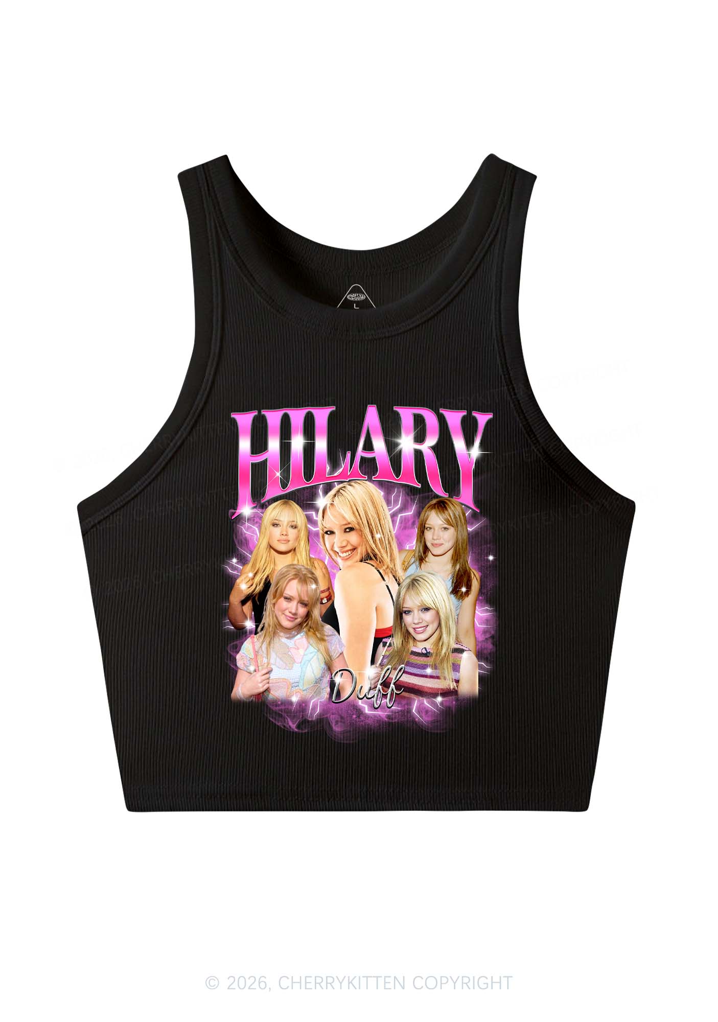 HD Pink Lightning Blonde Girl Y2K Crop Tank Top Cherrykitten