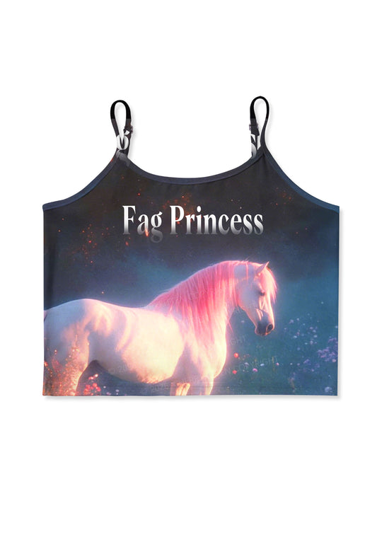 Fag Princess Horse Pride Y2K Print Cami Crop Top Cherrykitten