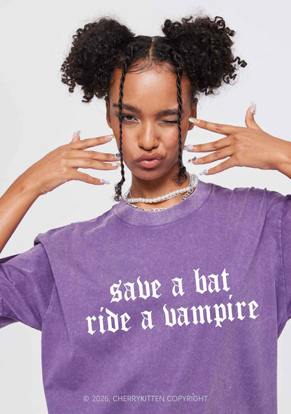 Halloween Ride A Vampire Y2K Shirts Washed Tee Cherrykitten