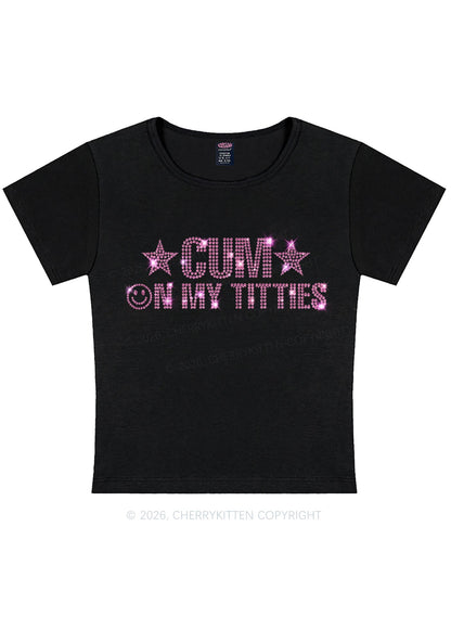 Rhinestone Cxm On My Txtties Y2K Baby Tee Cherrykitten