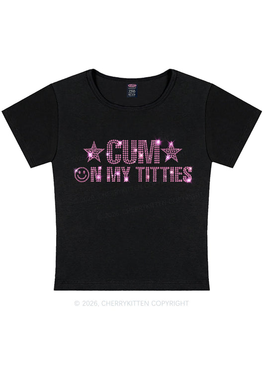Rhinestone Cxm On My Txtties Y2K Baby Tee Cherrykitten