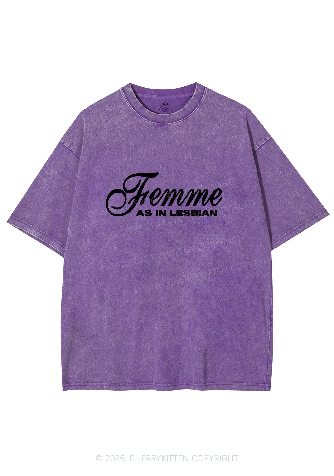 Femme As In Lesbian Pride Y2K Shirts Washed Tee Cherrykitten
