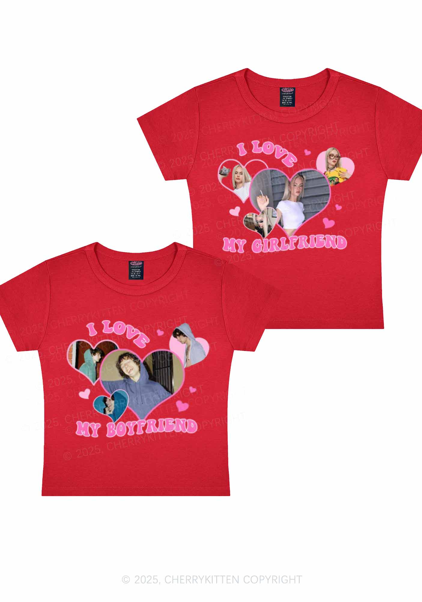Custom GF BF Photo Y2K Valentine's Day Baby Tee Cherrykitten