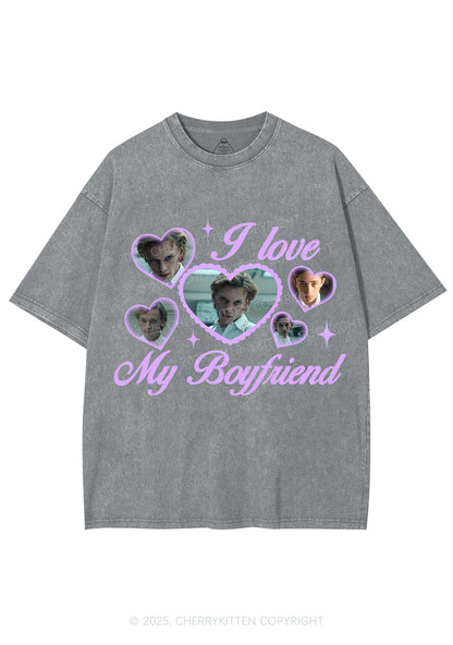 Love My Boyfriend Number One Y2K Shirts Washed Tee Cherrykitten