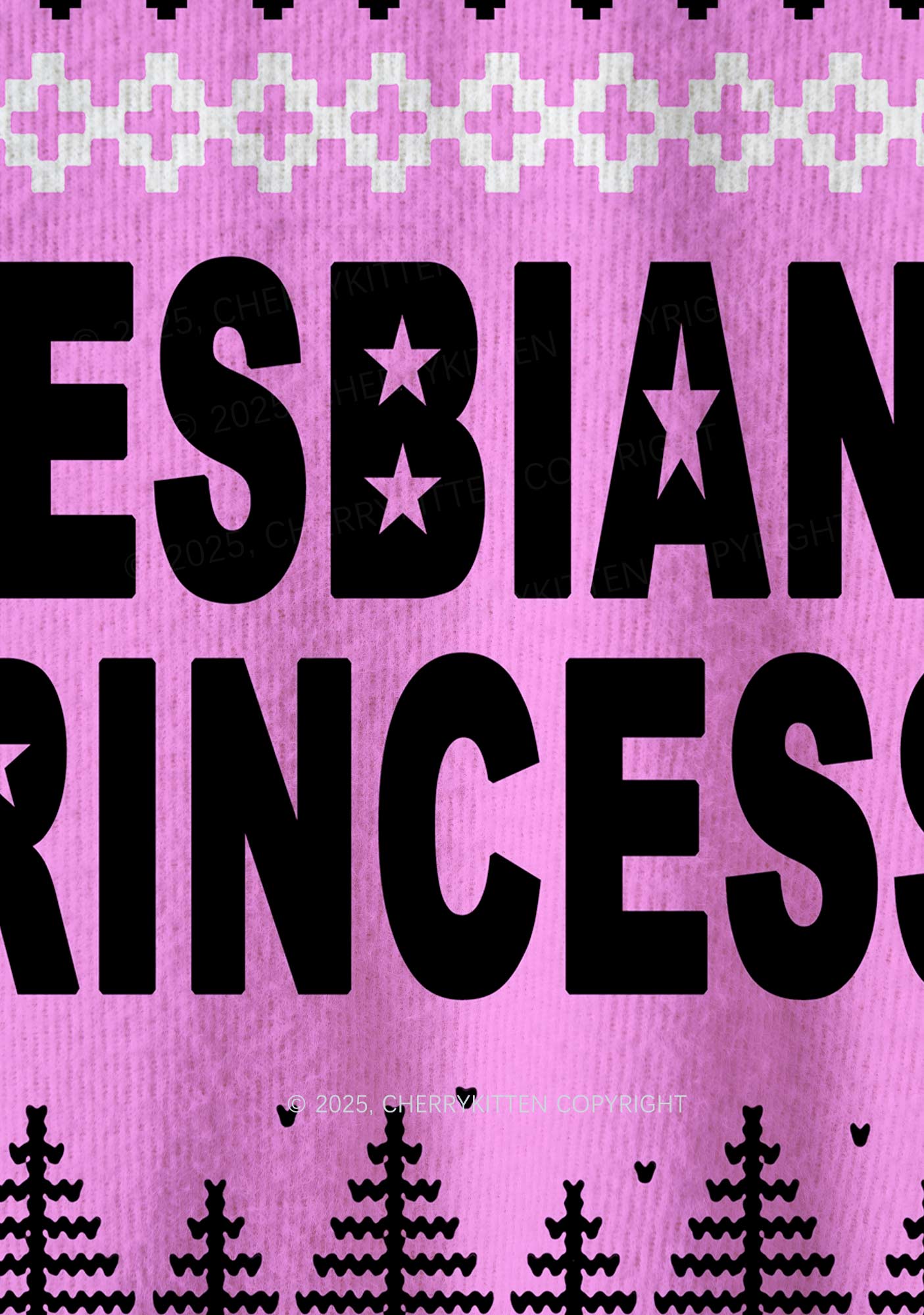 Lesbian Princess Pride Y2K Christmas Knit Sweatshirt Cherrykitten