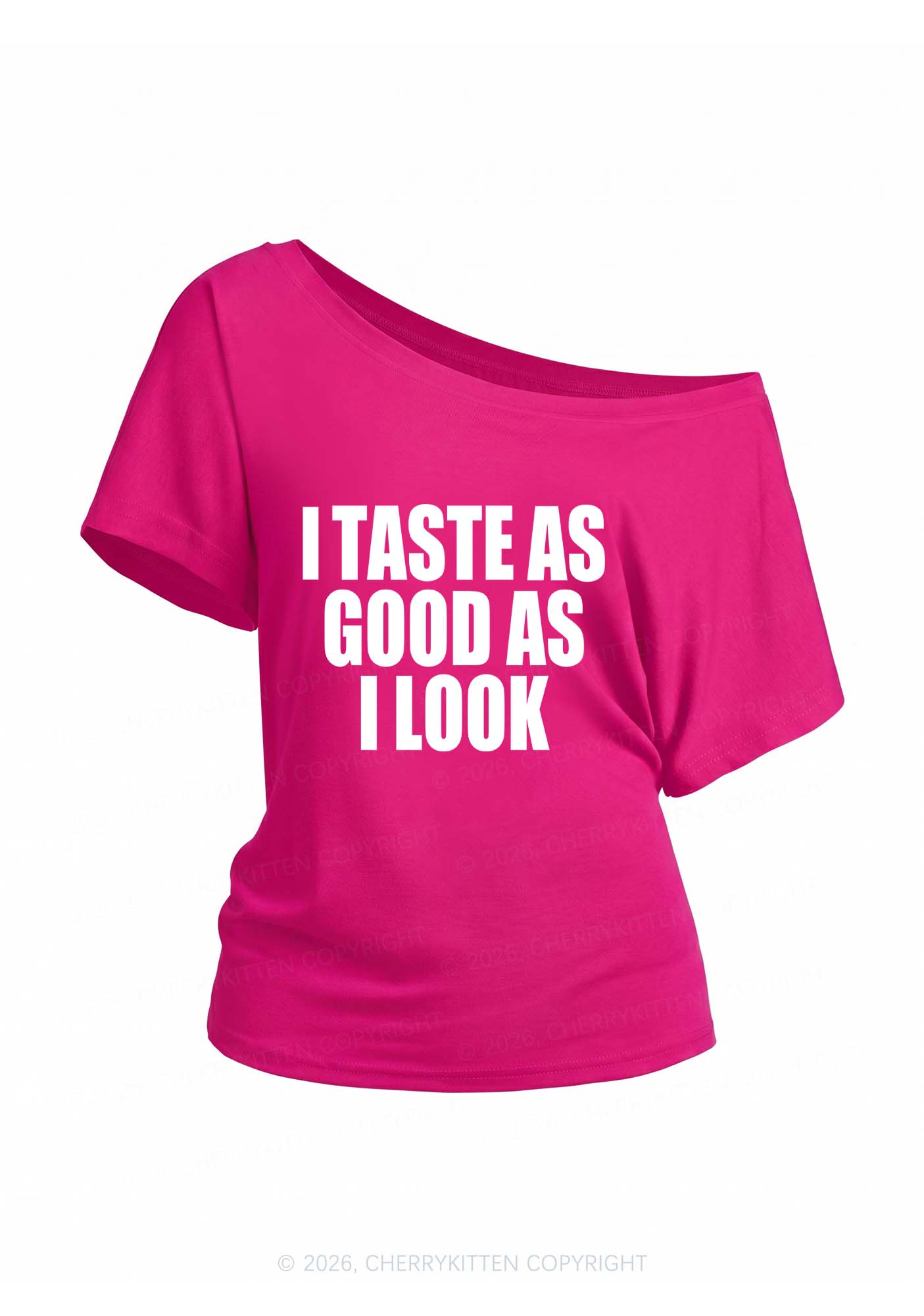 Taste Good Y2K Off Shoulder Tee Cherrykitten
