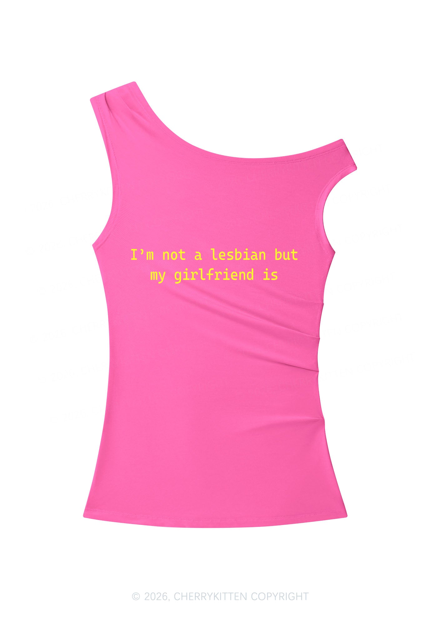My Girlfriend Is Lesbian Pride Y2K Off Shoulder Tank Top Cherrykitten