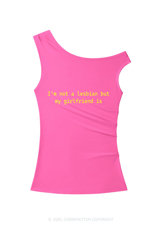 My Girlfriend Is Lesbian Pride Y2K Off Shoulder Tank Top Cherrykitten
