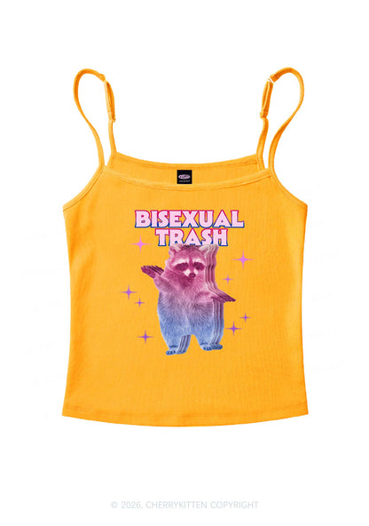 Bisexual Trash Raccoon Pride Y2K Spaghetti Strap Cami Cherrykitten
