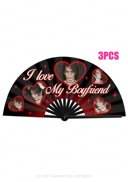 Custom I Love My BF GF Valentine's Day Y2K Rave Hand Fan Cherrykitten