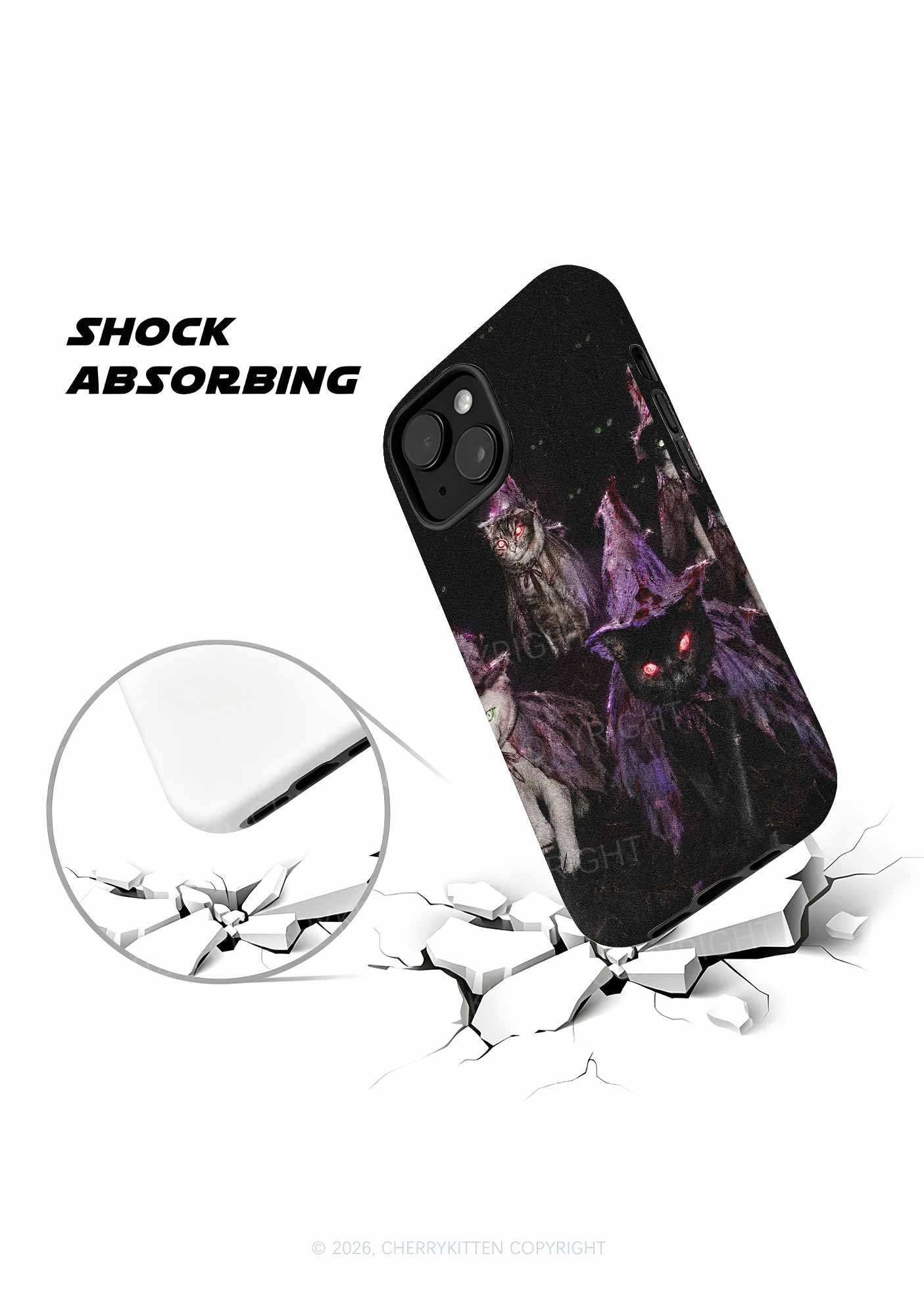 Halloween Purple Witch Hats Cat Y2K Phone Case Cherrykitten