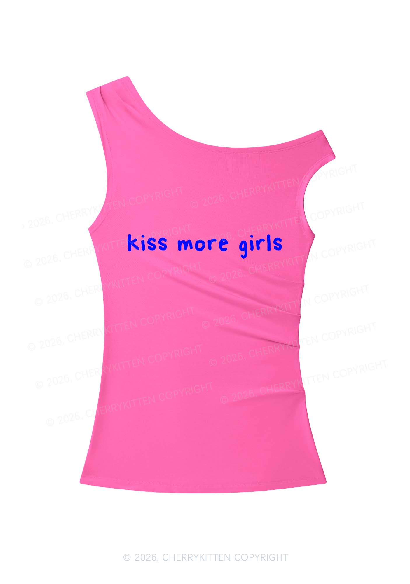Kiss More Girls Pride Y2K Off Shoulder Tank Top Cherrykitten