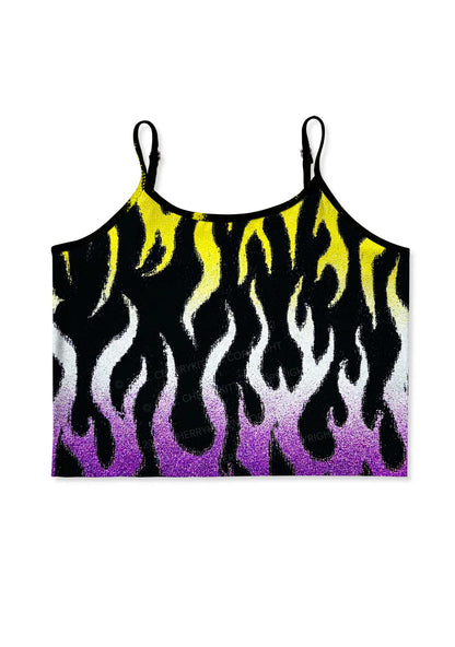 Nonbinary Flame Pride Y2K Print Cami Crop Top Cherrykitten