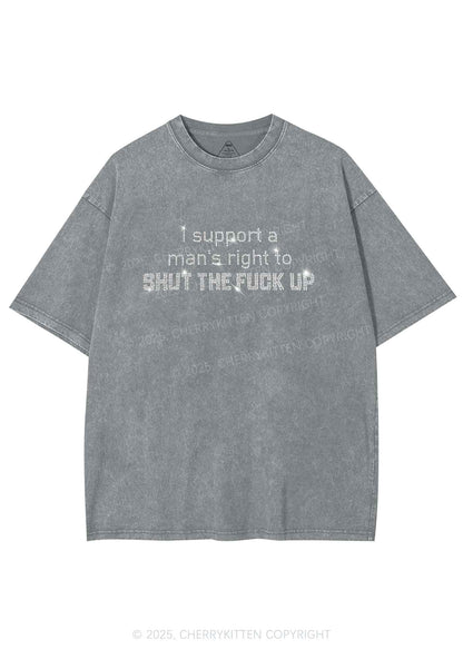 Rhinestone I Support A Mans Right Y2K Shirts Washed Tee Cherrykitten