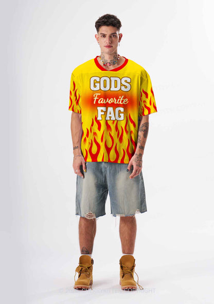 Yellow Gods Favorite Fag Pride Y2K Sport Jersey Shirts Cherrykitten