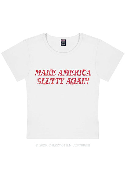Rhinestone Make America Slxtty Y2K Baby Tee Cherrykitten