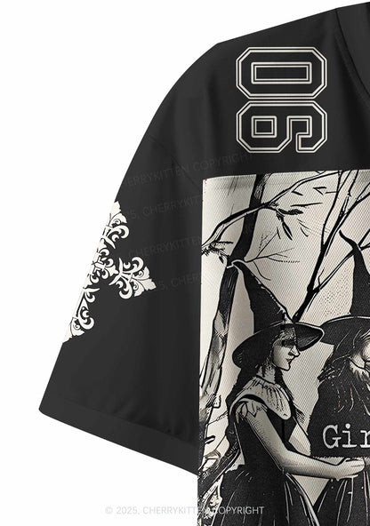 Custom Halloween Girls Will Be Girls Y2K Crop Sport Jersey Shirts Cherrykitten