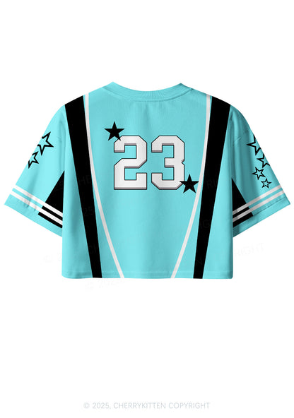 Custom Blue Whos A Good Boy Y2K Crop Sport Jersey Shirts Cherrykitten