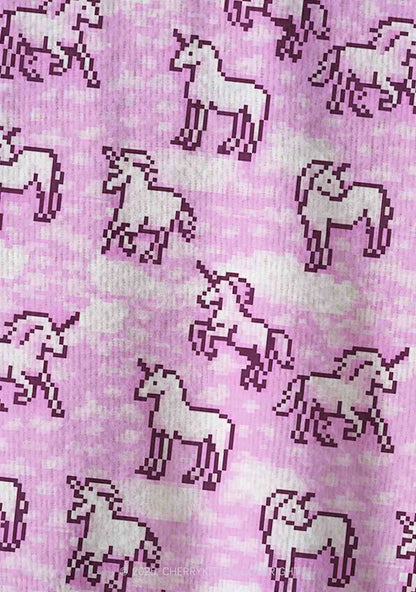 Pink Unicorn Y2K Christmas Cardigan Knit Sweatshirt Cherrykitten