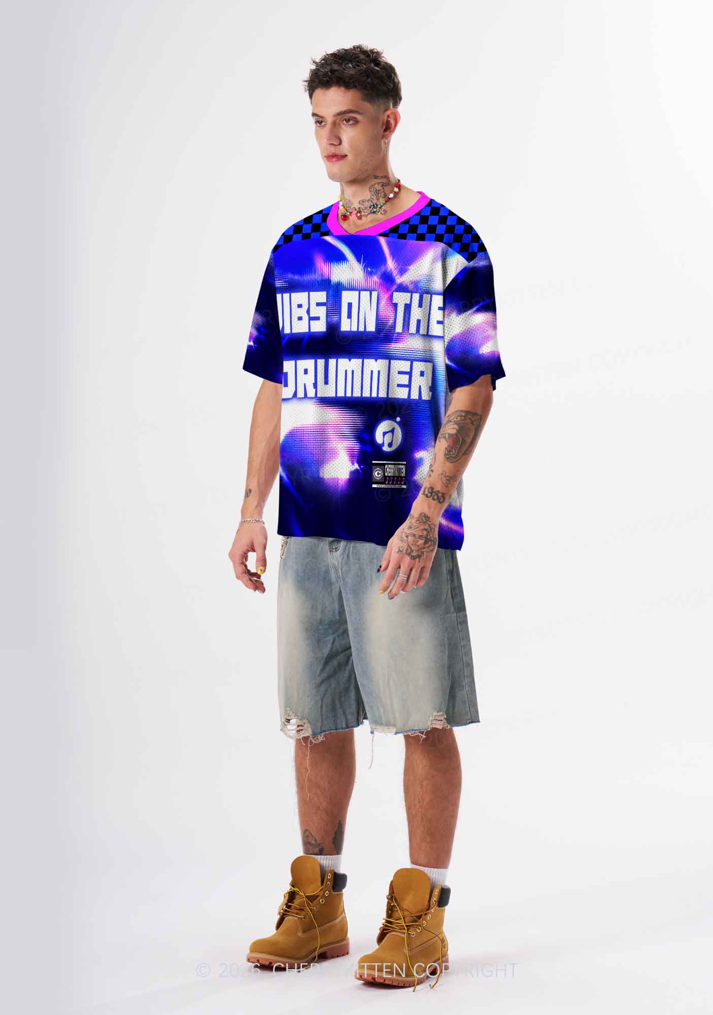 Blue Sound Wave Dibs On Drummer Y2K Sport Jersey Shirts Cherrykitten