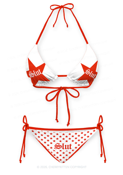 Red Star Slxt Y2K Print Bikini Set Cherrykitten