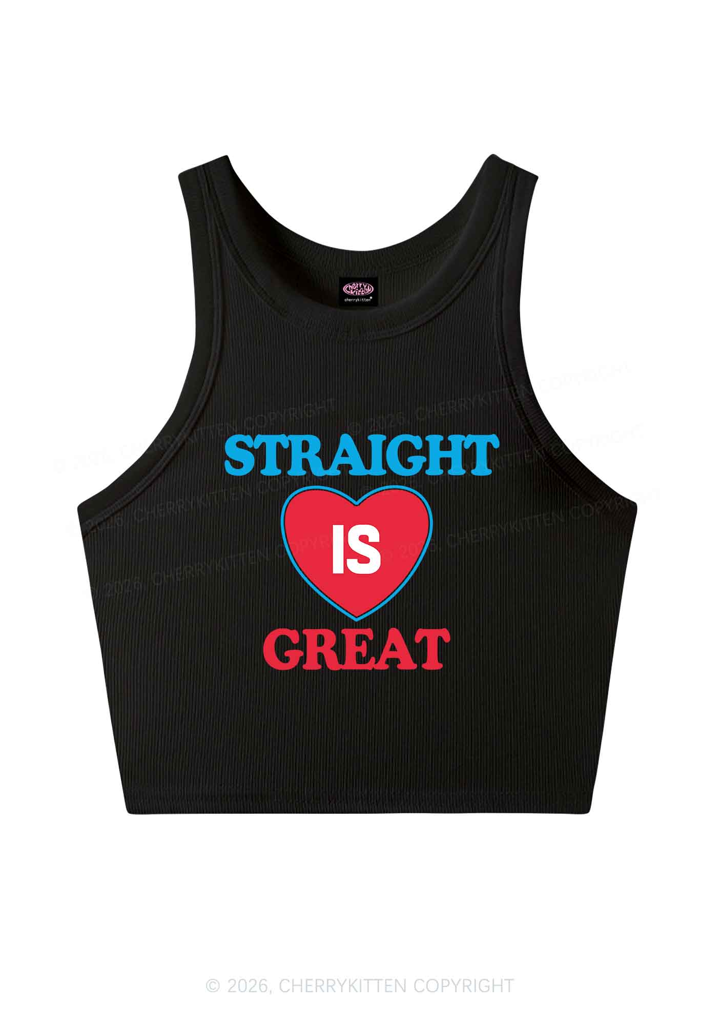 Straight Is Great Pride Y2K Crop Tank Top Cherrykitten