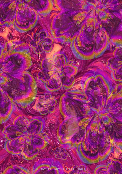 Trippy Flowers Y2K Print Mini Layered Skirt Cherrykitten