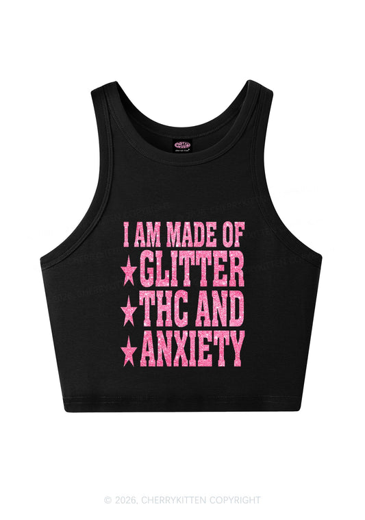 Made Of Glitter Thc Anxiety Y2K Crop Tank Top Cherrykitten