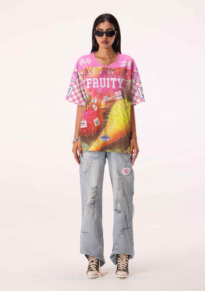Pink Fruity Pride Y2K Sport Jersey Shirts Cherrykitten